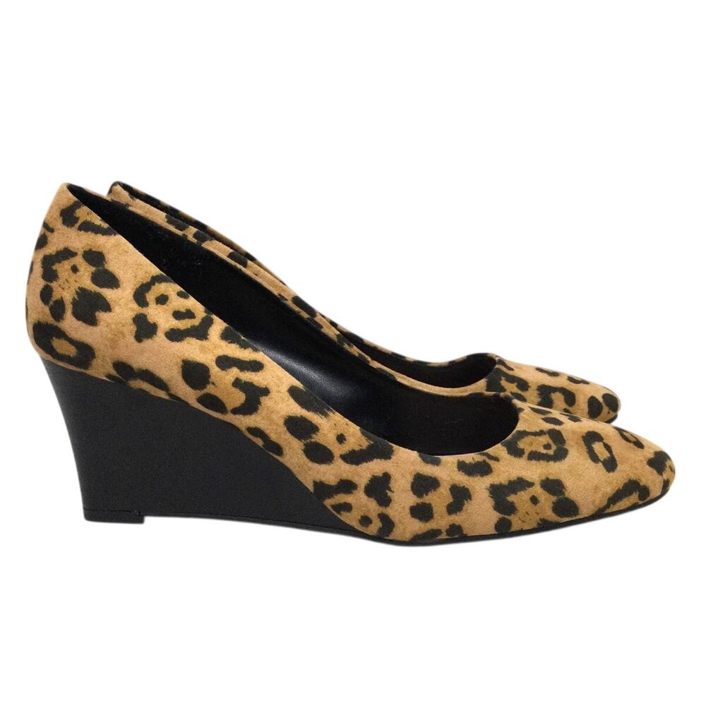 Kelly & Katie Laurene Indie Skleaze Y2K Leopard Mob Wife Slip On Wedge Pump 7.5